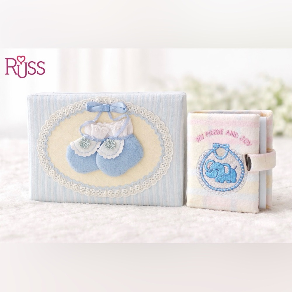 Russ NWT Vintage Expressions of Love Baby Photo Album & Mini Brag Book Set Blue